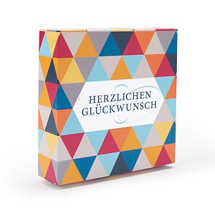 Boîte cadeau pour un lingot d’or sous blister «Herzlichen Glückwunsch », design moderne