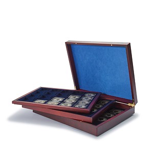 Coffret numismatique VOLTERRATRIO de luxe, avec de chacune 20 cadres 50 x 50 mm, bleu