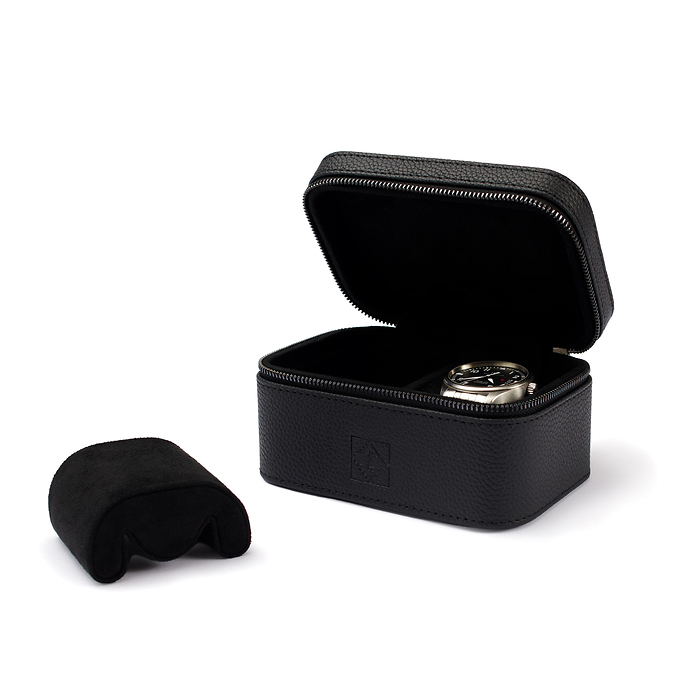 Étui de voyage pour montres Vigil, 2 compartiments, noir