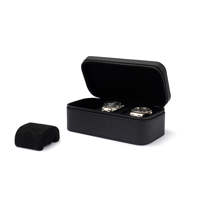 Étui de voyage pour montres Vigil, 3 compartiments, noir