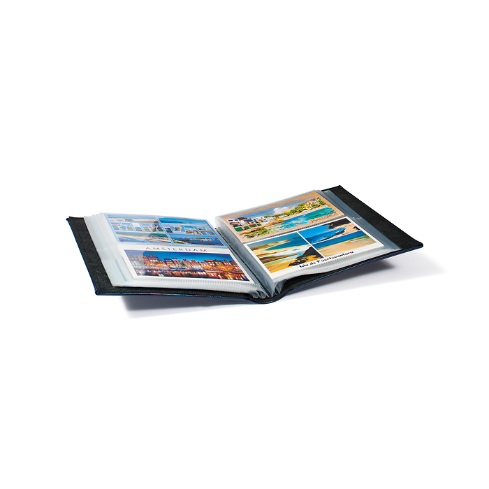 Album de cartes postales CL, incl. 50 pochettes transparentes, bleu