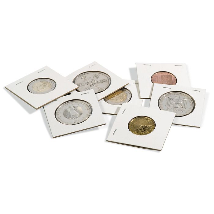 Cadres Cartonnés à Agraffer, pour pièces de monnaie jusqu'à  25 mm Ø paquet de 100