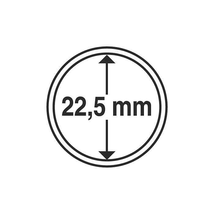 Capsules pour pièces de monnaie diamètre intérieur 22,5 mm