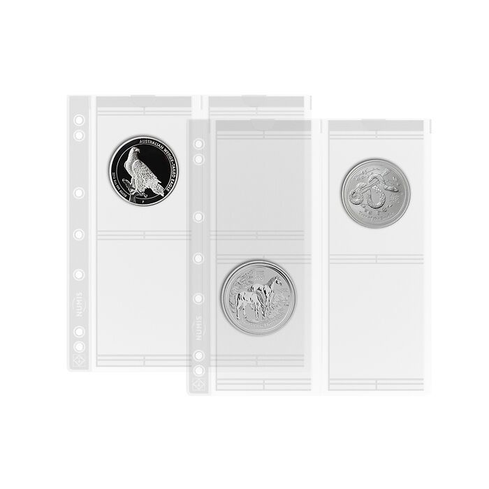 Feuilles numismatiques NUMIS, 4 compartiments jusqu'à 66 mm Ø, paquet de 5