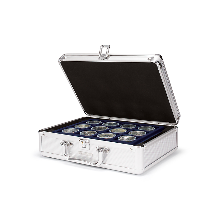 valisette Numismatique pour 120 pièces de 10/20 Euros sous capsules, 6 plateaux inclus