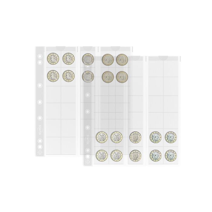 feuilles Numismatiques Numis,   30 Compartiments jusqu'à 25  mm Ø, paquet de 5