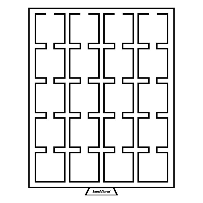 Médaillier MB 20 Compartiments carrés 50 x 50 mm, teinte fumée, avec plateau noir