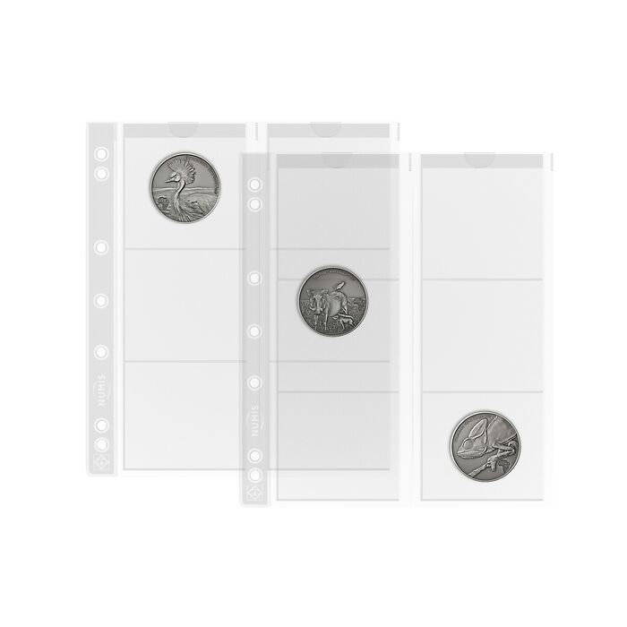 Feuilles numismatiques NUMIS, 6 compartiments jusqu'à 55 mm Ø, paquet de 5