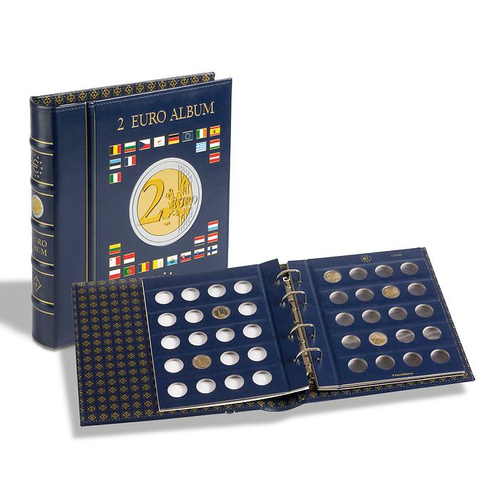 VISTA album numismatique pour  pièces de 2 euros (4 feuilles neutres) avec étui