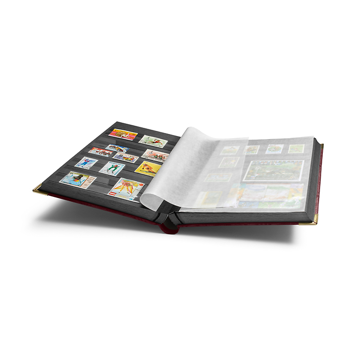 Classeur Comfort Deluxe DIN A4, 64 pages noires, couverture  matelassée, aspect croco, rou