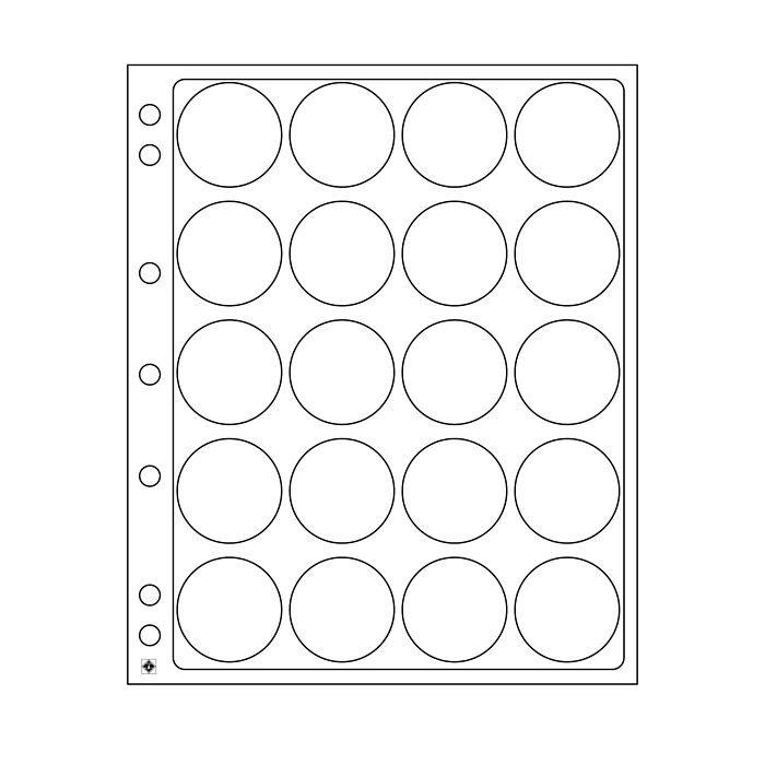 Feuilles en plastique Encap pour 20 capsules av.un diamètre   de l'intérieur de 39 à 41mm