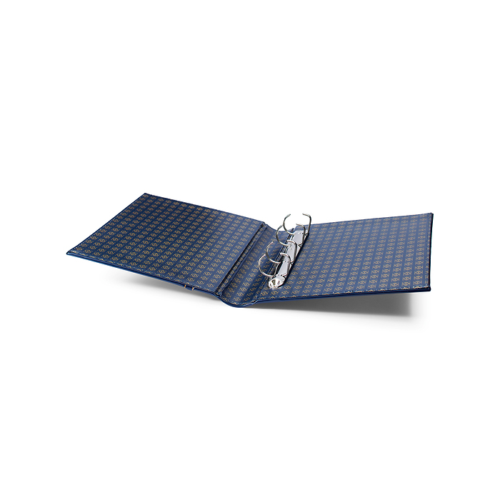 Reliure anneaux Optima, design classique '2-Euro', empreinte tranche et couvert.,avec étui