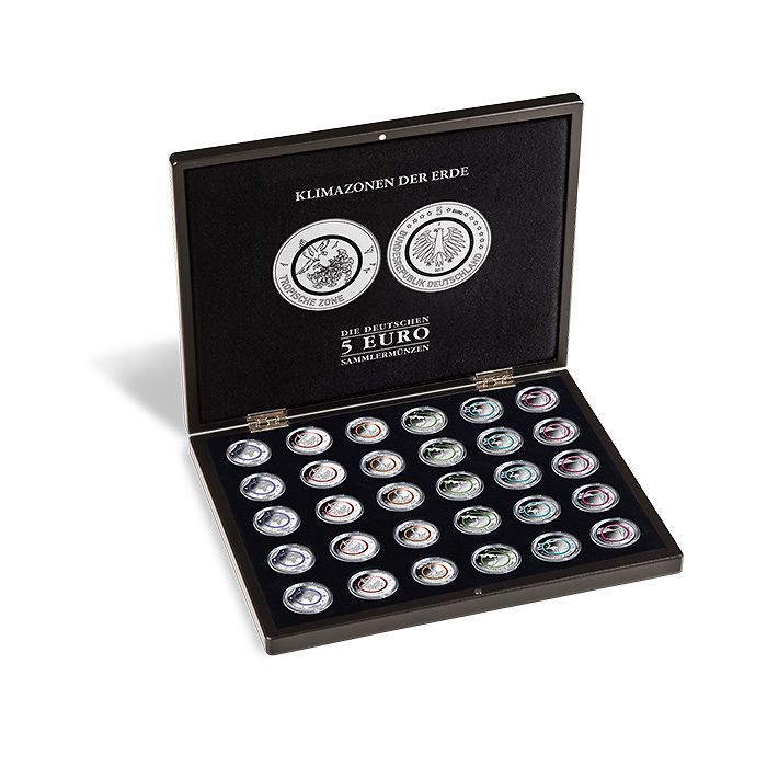 Coffret monnaies pour 30 pièces de collection allemandes de  5 euros en capsules, noir