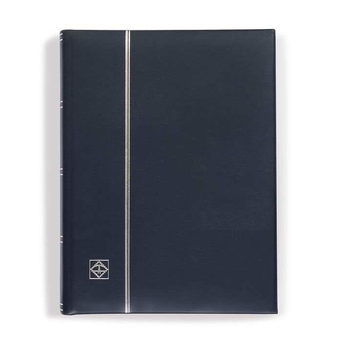 Classeur à bandes LEDER, A4, 64 pages noires, couverture ouatinée en cuir véritable, bleu