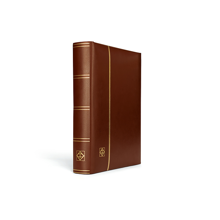 Classeur Leder, A4, 64 pages noires, couverture ouatinée en  cuir véritable, brun