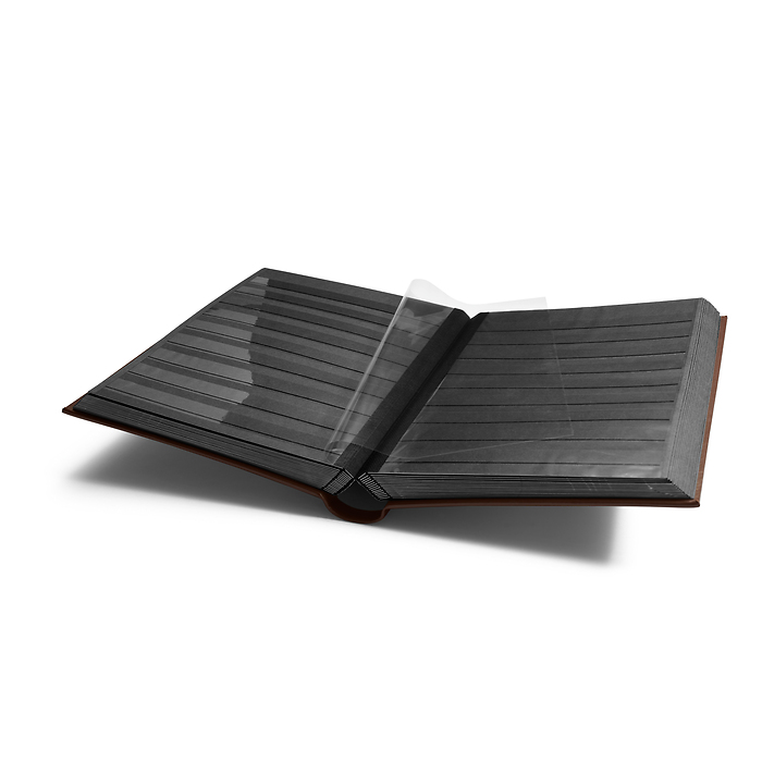 Classeur Leder, A4, 64 pages noires, couverture ouatinée en  cuir véritable, brun