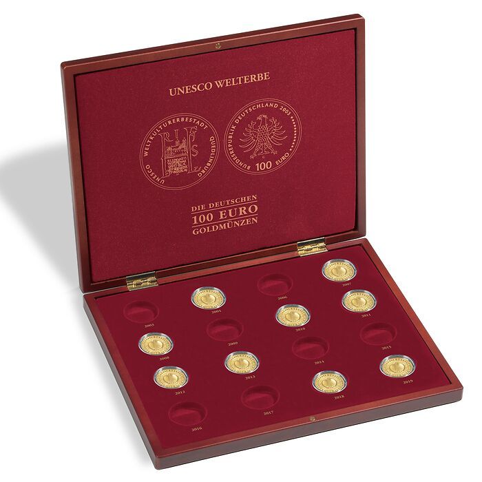 Volterra Uno - Coffret numismatique pour 16 x 100 euros or «UNESCO» en capsules originales