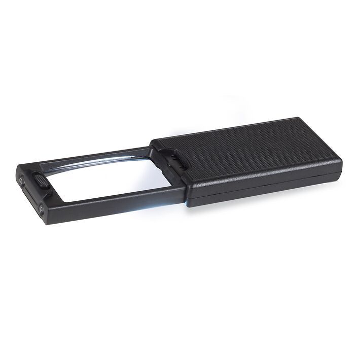 Loupe de poche extractible LED avec grossissement x 2,5 et x 45, noir