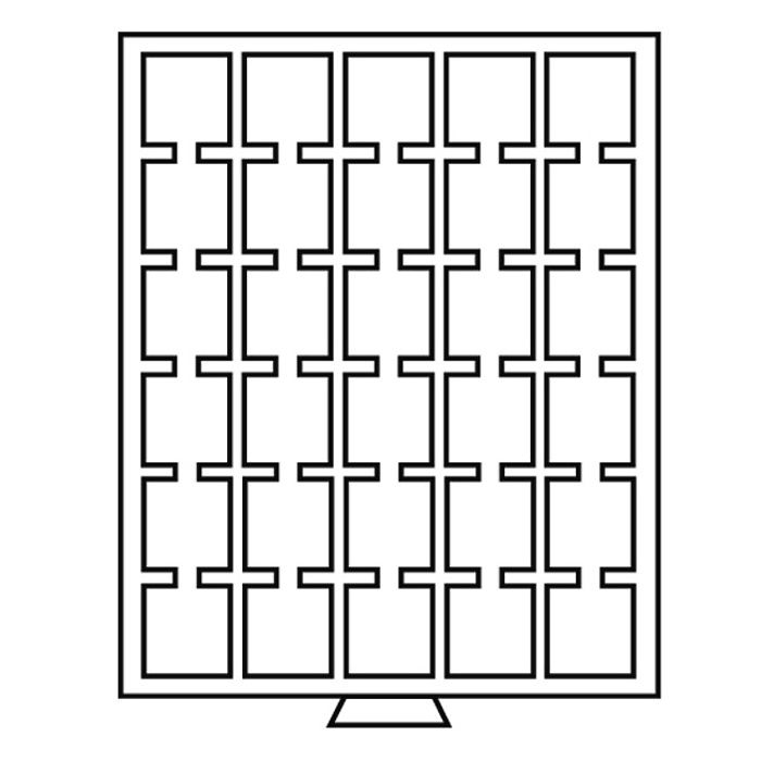 Médaillier MB 30 Compartiments carrés 38 x 38 mm, teinte fumée  avec plateau noir