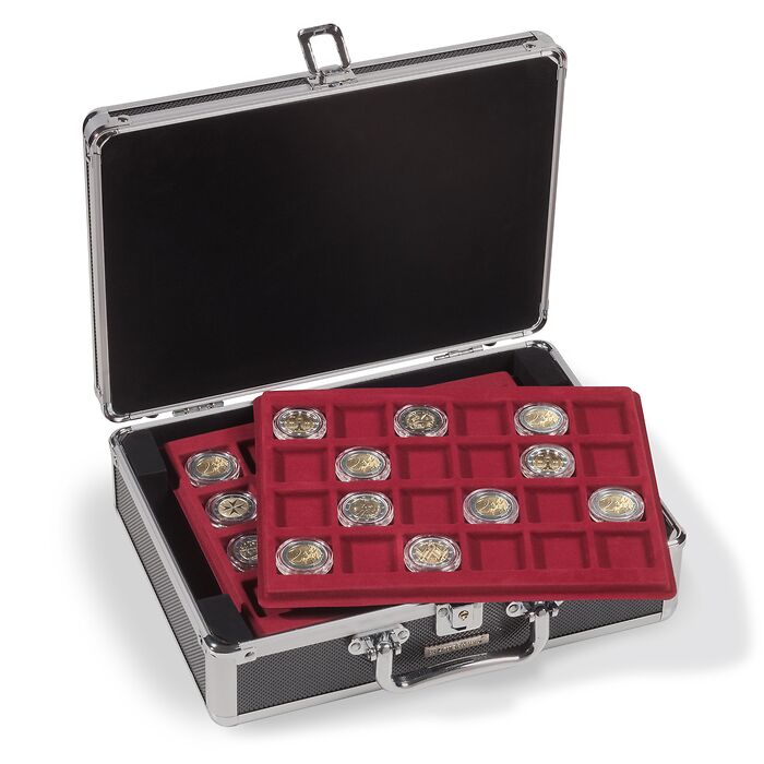 valisette Cargo S6 pour 144 pièces de 2 Euros en capsules, noire / argentée
