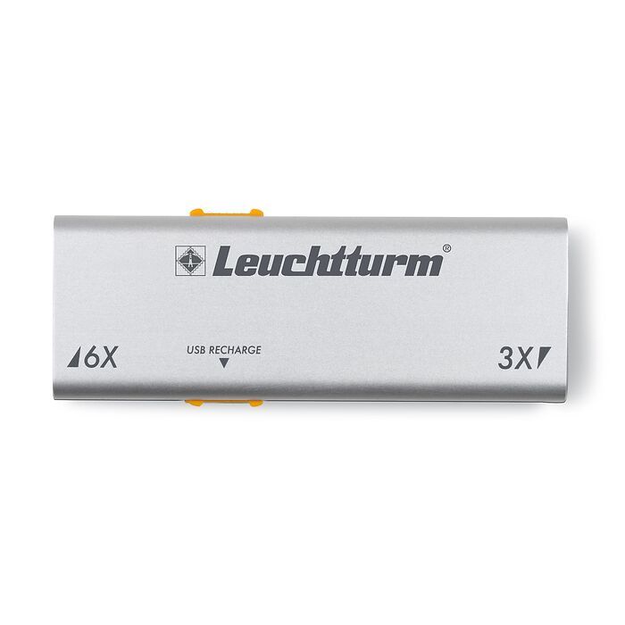 Loupe de poche extractible à LED DUPLEX avec grossissement x 3 et x 6, rechargeable