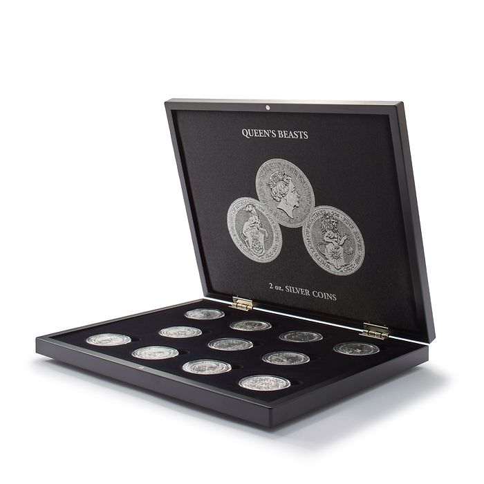 Volterra Uno - Coffret Numismatique pour 11 pièces en argent «Queen's Beasts» en capsules