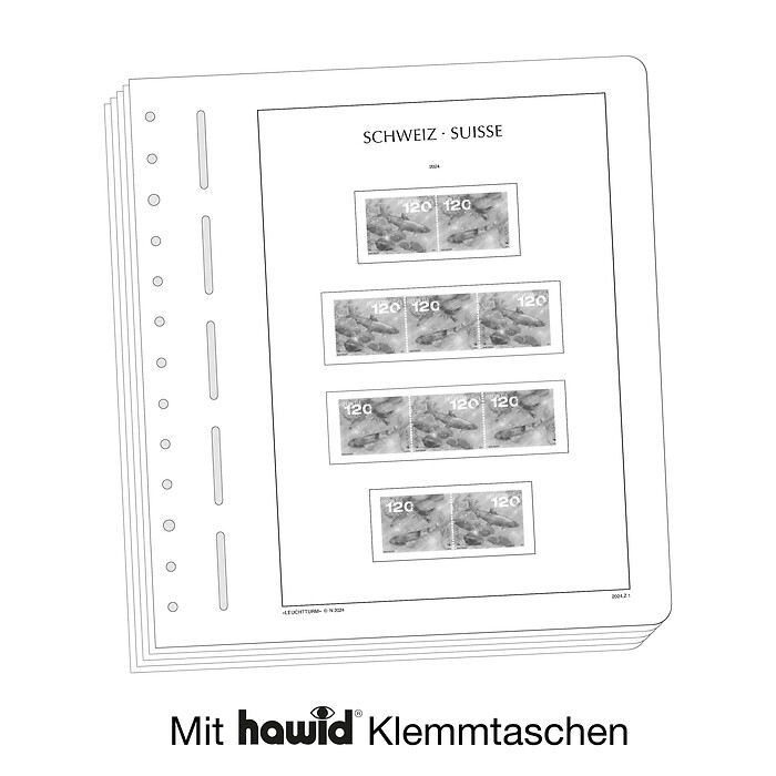 Leuchtturm SF-feuilles préimprimées Suisse, combinaisons de timbres, 2020-2024