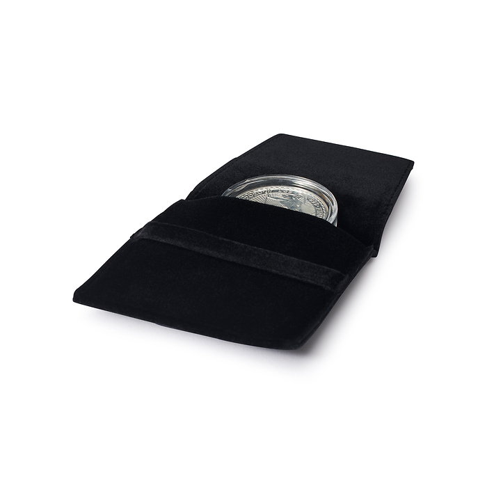 Pochette Premium pour une pièce de monnaie jusqu'à 50 mm (avec ou sans capsule), noir