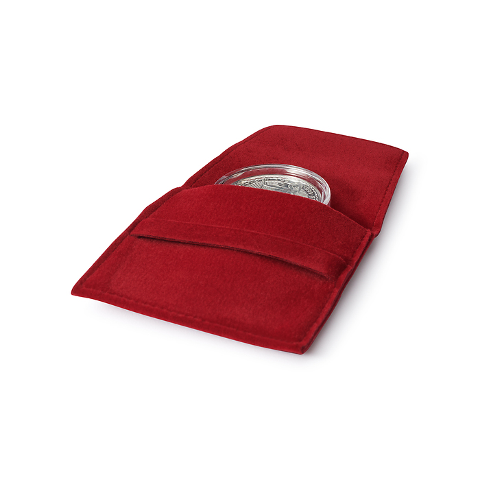 Pochette Premium pour une pièce de monnaie jusqu'à 50 mm (avec ou sans capsule), rouge
