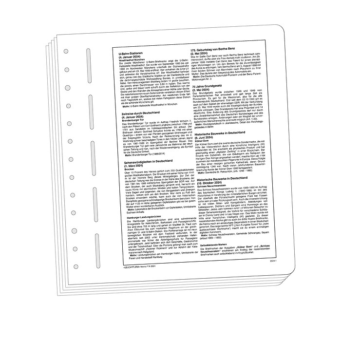 Leuchtturm Memo-feuilles complémentaires Allemagne 2023