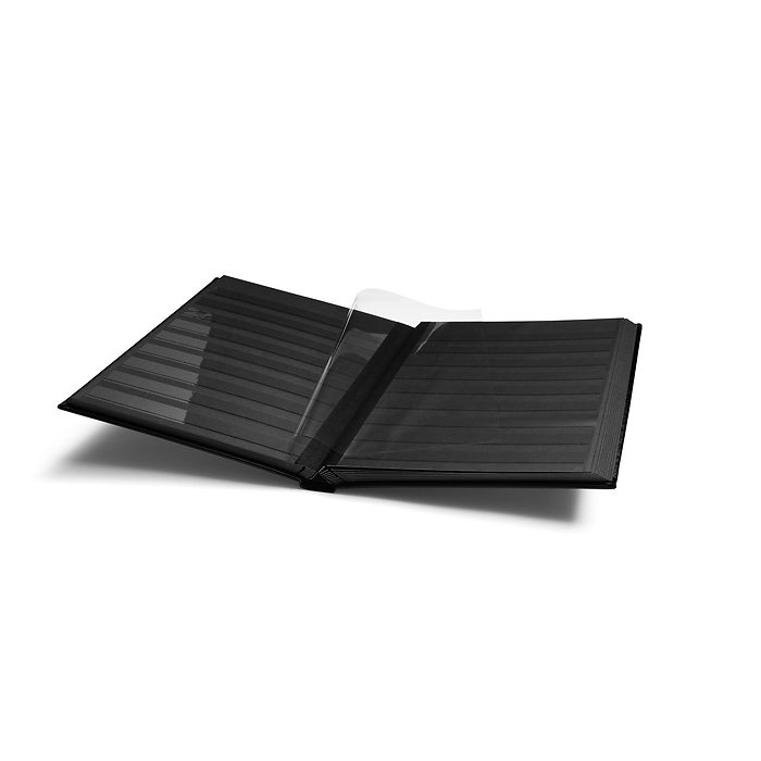 Classeur Premium, DIN A4, 32 feuilles noires, couverture ouatinée en cuir + étui, noir