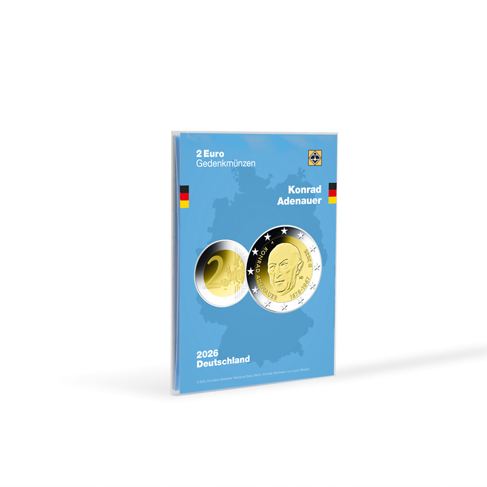 Carte de Collection Pièce commémorative allemand 2 Euros 2026 (Konrad Adenauer)