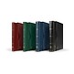 Classeur Premium, DIN A4, 64 feuilles noires, couverture ouatinée en cuir + étui, bleu